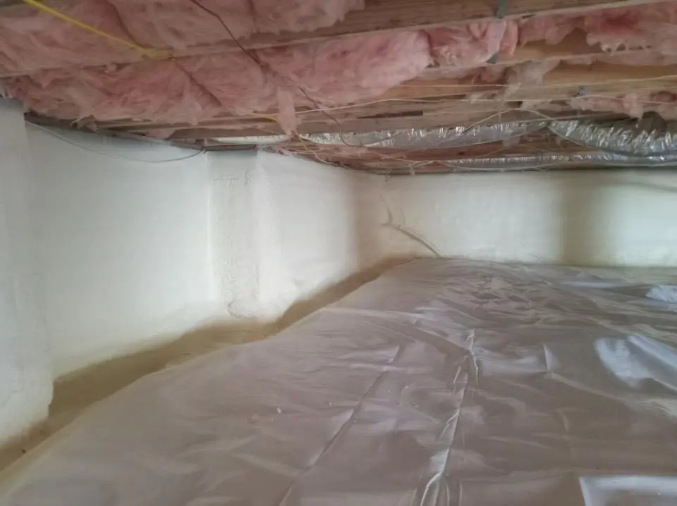Crawl space encapsulation with closed-cell spray foam for Attic Insulation in North Syracuse